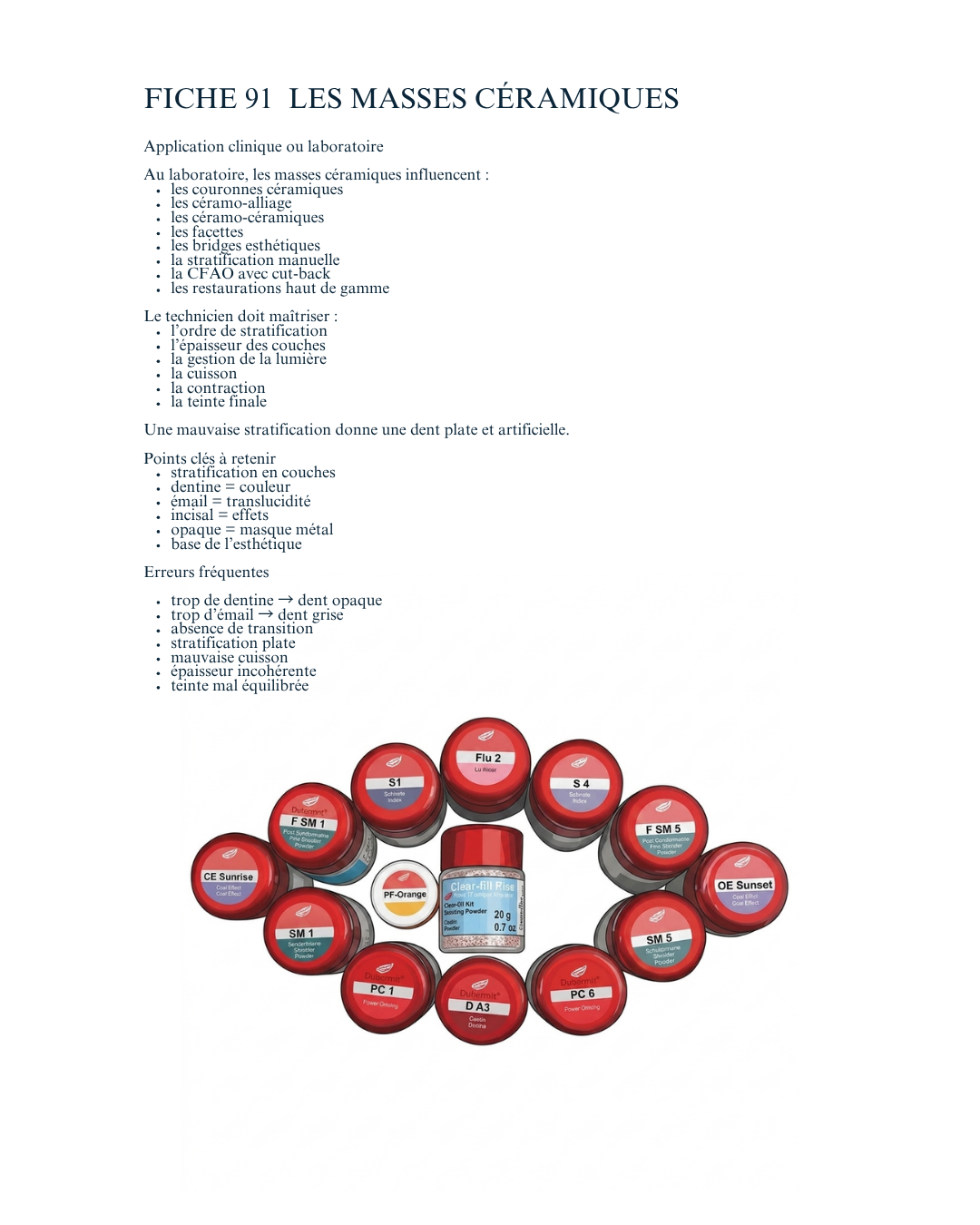 Fiches de révision en prothèse dentaire